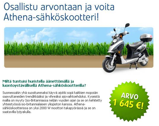 Voita Skootteri (arvo 1645 e) Fortumin kilpailusta Voita Skootteri (arvo 1645 e) Fortumin kilpailusta