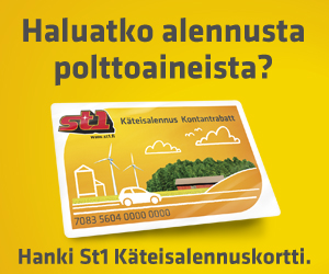 Tilaa St1-käteisalennuskortti ilmaiseksi Tilaa St1-käteisalennuskortti ilmaiseksi
