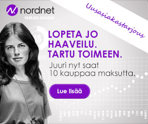 Avaa Nordnet tili ja saat 10 ensimmäistä kauppaa ilman välityskuluja